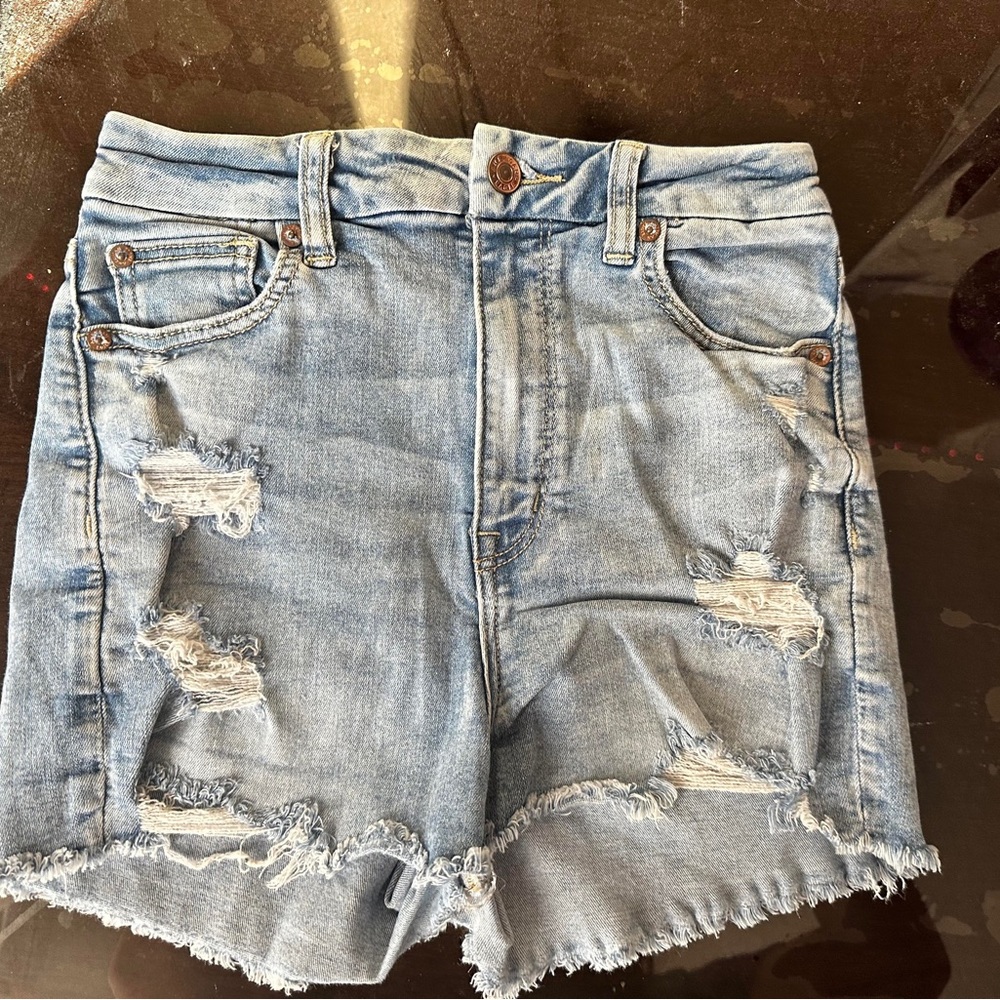 American Eagle High Rise Distressed Denim Shorts